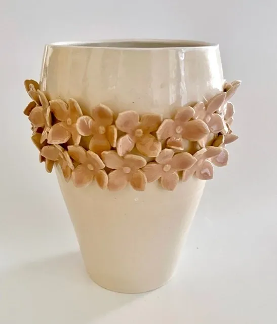 Karen Dale Pottery Brown Floral Vase