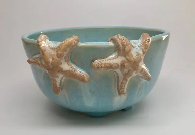 Two Starfish Design Bowl Karen Dale Pottery