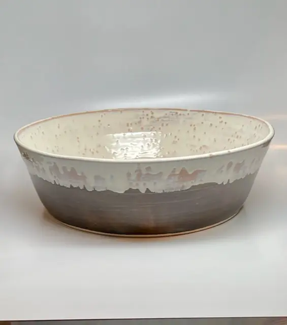 Cream and Brown Bowl by Karen Dale Pottery
