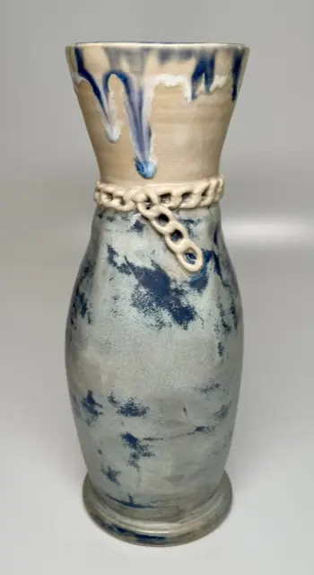 Karen Dale Pottery Vase Blue and Brown
